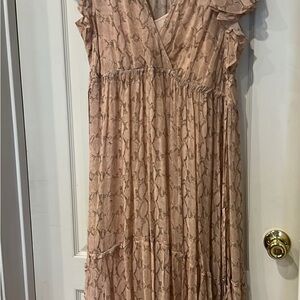 Anthropologie Black and Red Maxi Sundress V-neck Flutter Sleeve